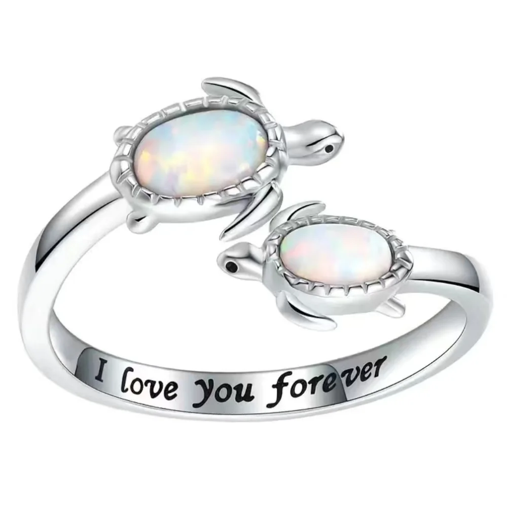 Silver Turtle Opal Ring adjustable - Picture 1 of 1